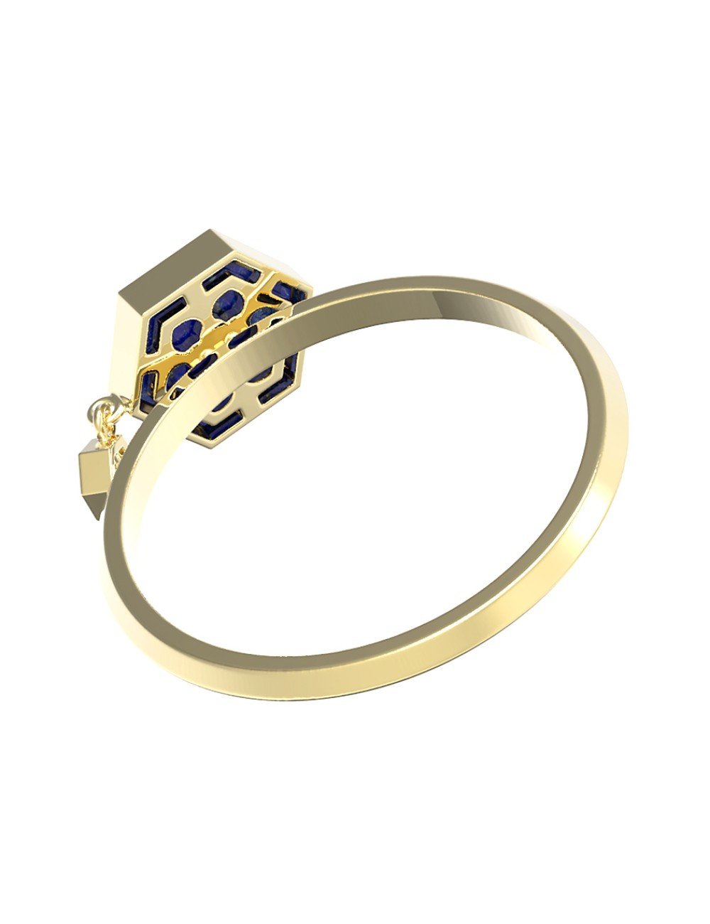 Кольцо из лимонного золота c бриллиантами и лазуритом