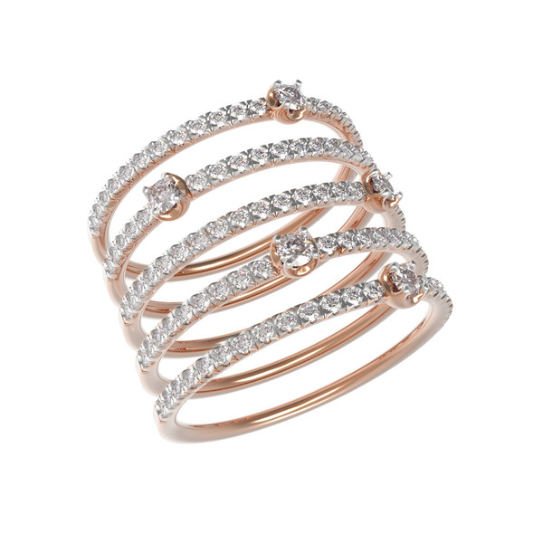 Кольцо из красного золота 585 пробы c бриллиантами