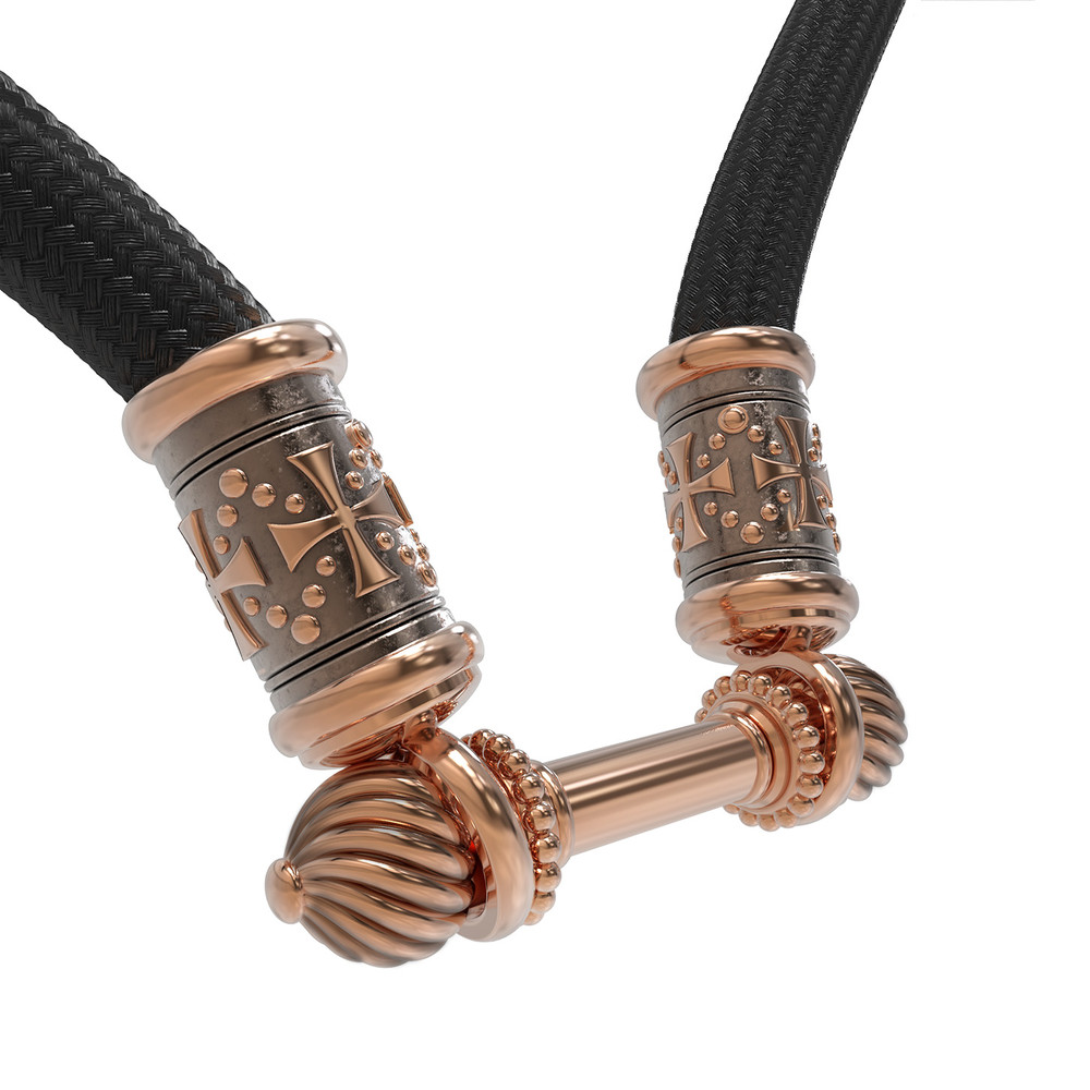 Цепь-шнурок шелк из красного золота 585 пробы c шёлковым шнурком