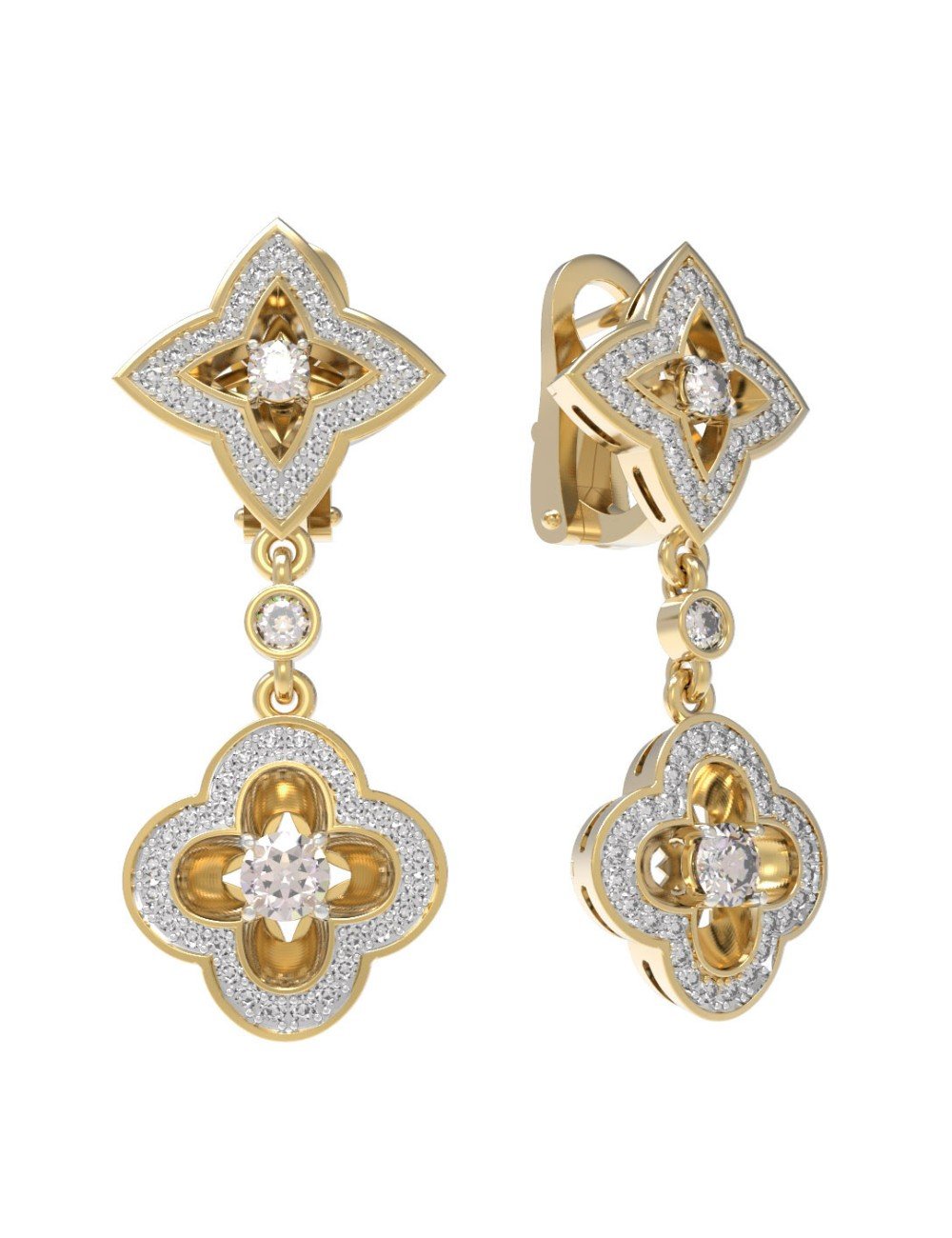 Серьги из лимонного золота c бриллиантами