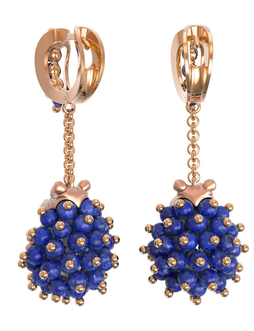 Серьги из золота c эмалью и лазуритом