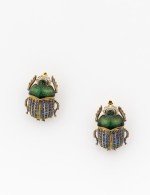 Серьги из лимонного золота c эмалью, фианитом и турмалином