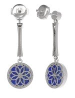 Серьги из белого золота c фианитом и лазуритом