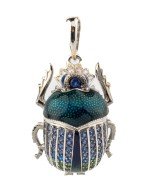 Подвеска из белого золота c эмалью, фианитом и сапфиром