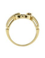 Кольцо из лимонного золота c бриллиантами и перламутром