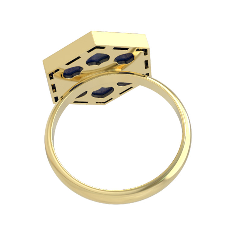 Кольцо из лимонного золота 585 пробы c лазуритом