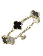 Браслет из лимонного золота c ониксом и перламутром