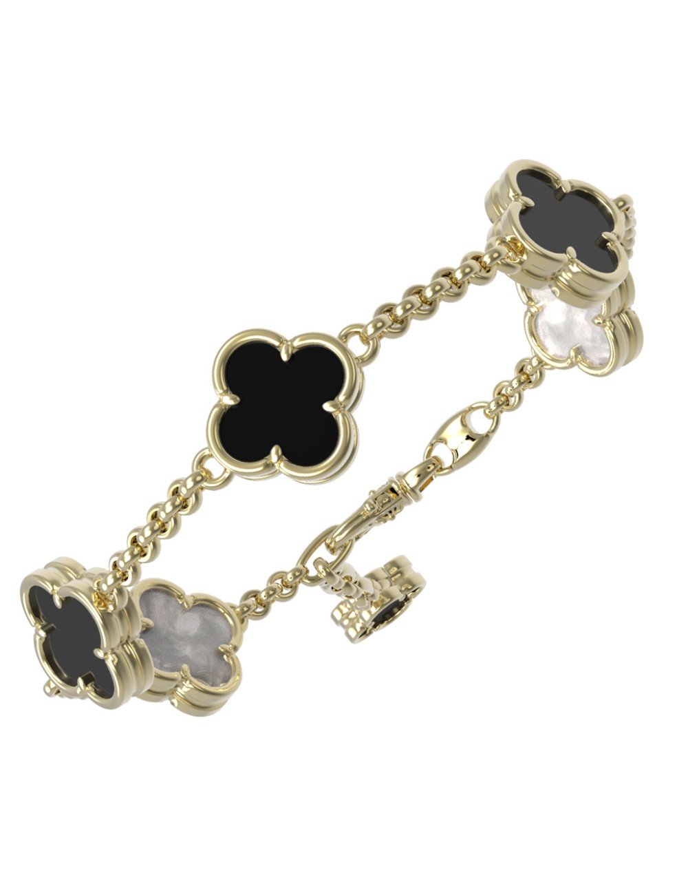 Браслет из лимонного золота c ониксом и перламутром