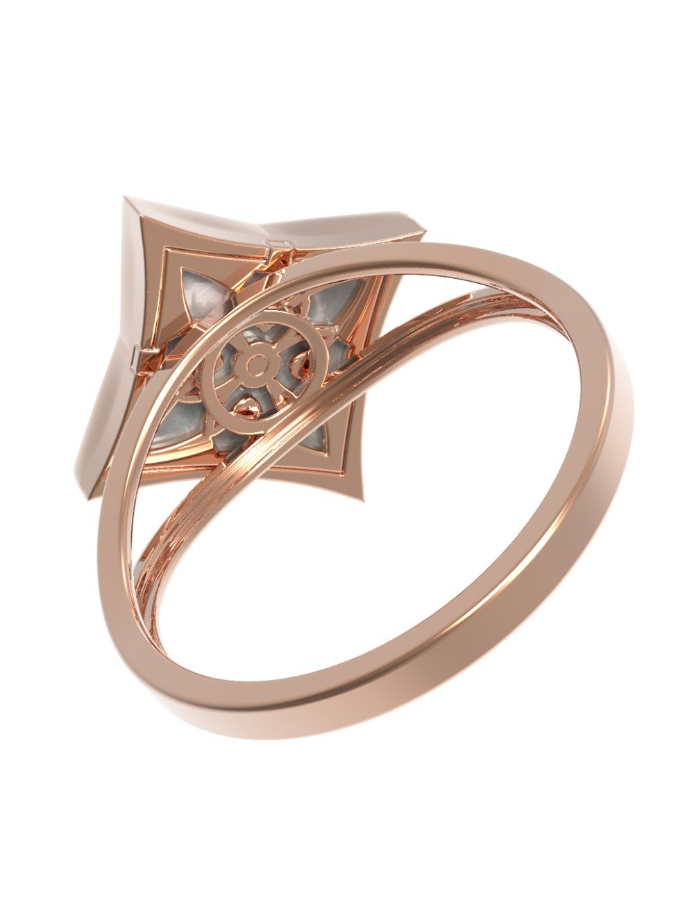 Кольцо из золота c бриллиантами и перламутром