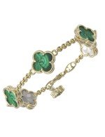 Браслет из лимонного золота c малахитом и перламутром