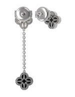 Серьги из белого золота c бриллиантами, ониксом и перламутром