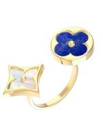 Кольцо из лимонного золота c лазуритом и перламутром