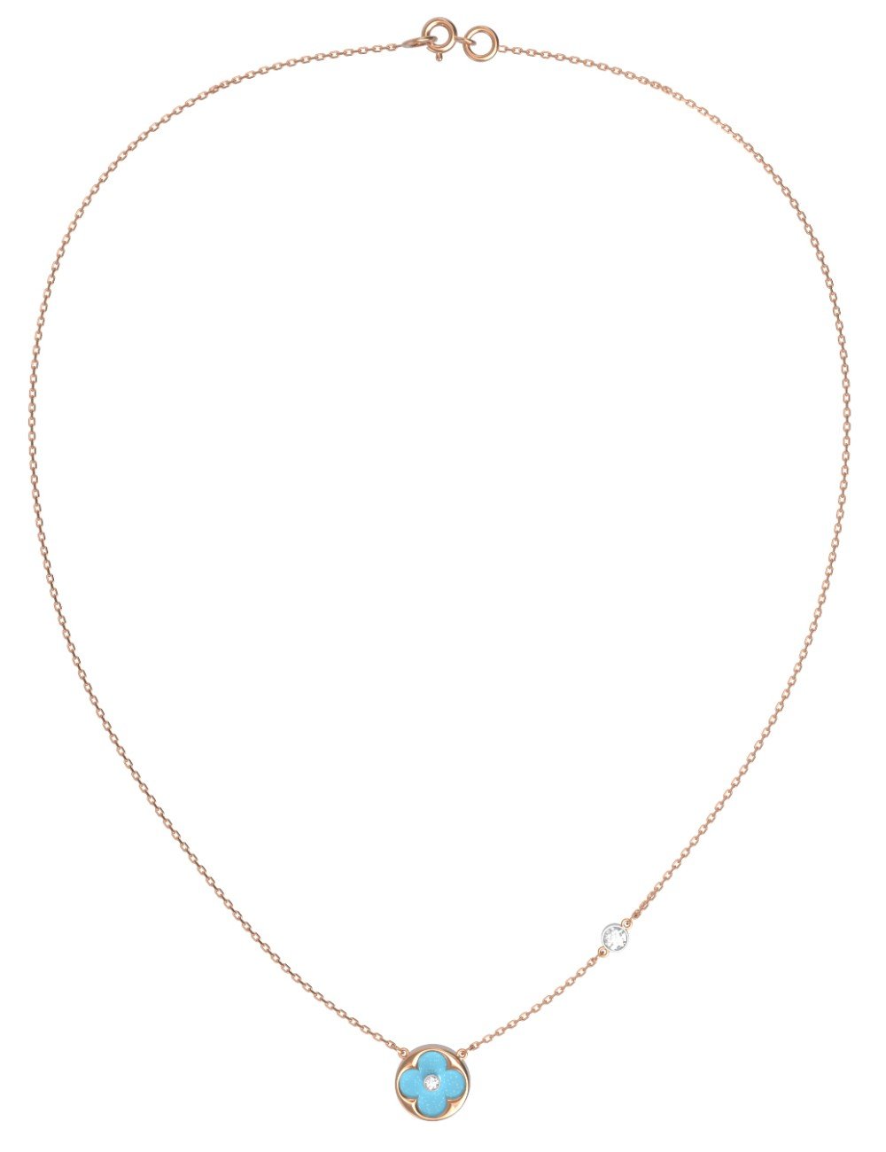 Колье из золота c бриллиантами и бирюзой