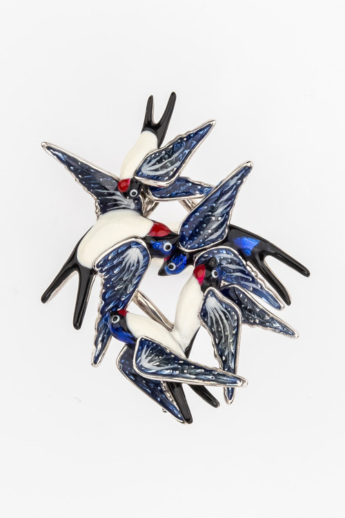 Кольцо из белого золота 585 пробы c эмалью