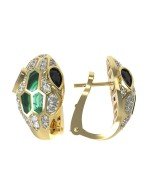 Серьги из лимонного золота c бриллиантами, сапфиром и малахитом