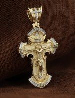 Крест из лимонного золота c бриллиантами