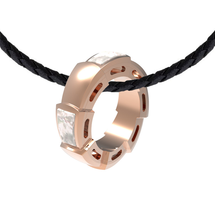 Подвеска из красного золота 585 пробы c перламутром