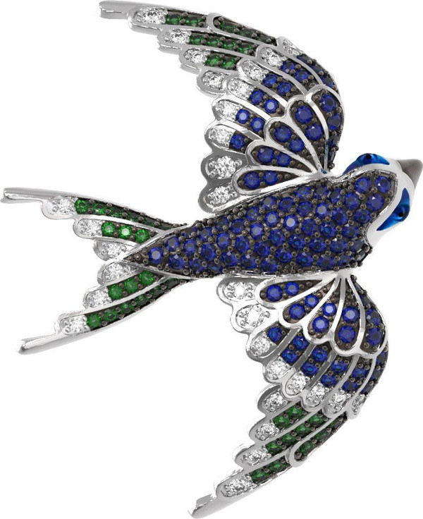 Подвеска из белого золота 585 пробы c эмалью и фианитом