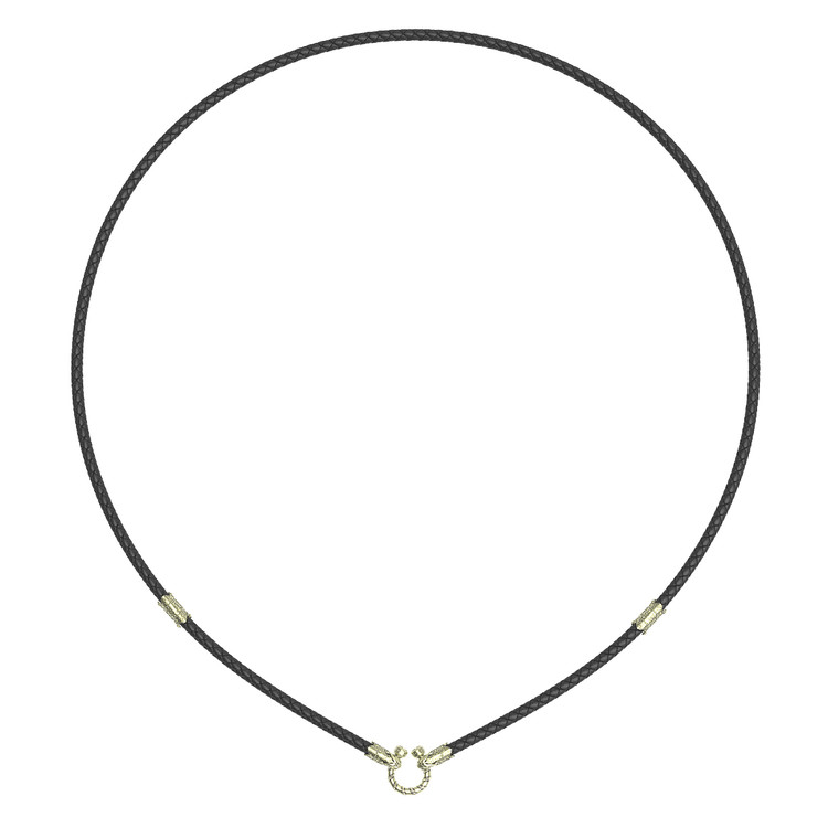 Цепь-шнурок кожа из зелёного золота 585 пробы c кожаным шнурком