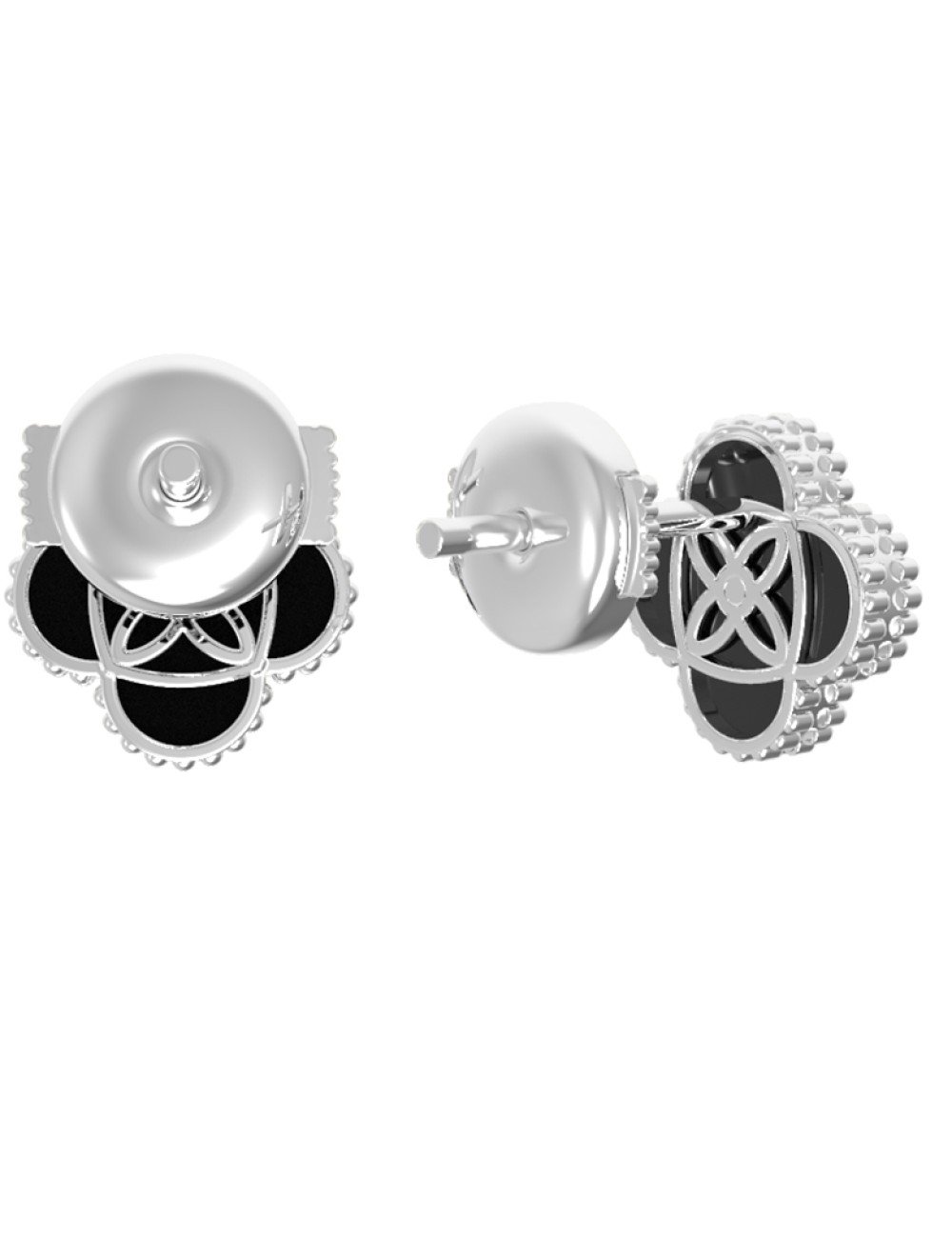 Серьги из белого золота c бриллиантами и ониксом