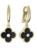 Серьги из лимонного золота c бриллиантами и ониксом