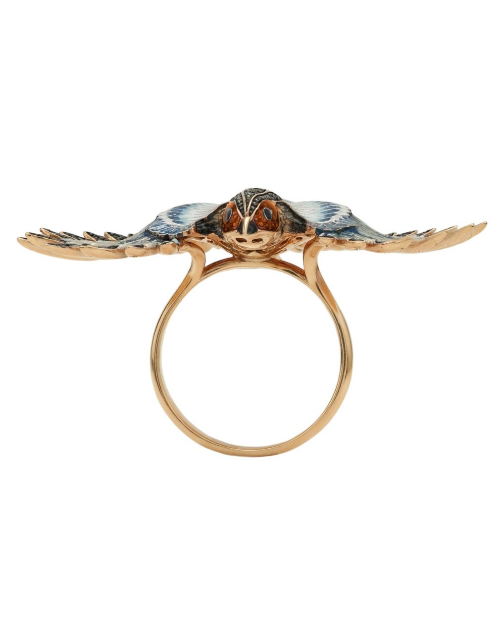 Кольцо из золота c эмалью и фианитом