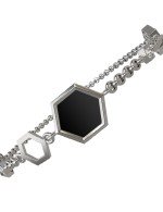 Браслет из белого золота c бриллиантами, ониксом и перламутром