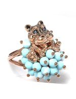 Кольцо из золота c эмалью и бирюзой