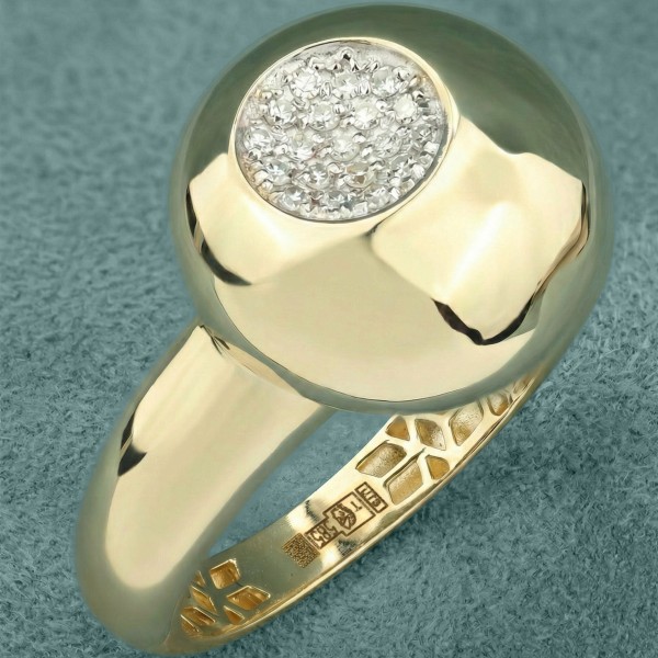 Кольцо из лимонного золота 585 пробы c бриллиантами