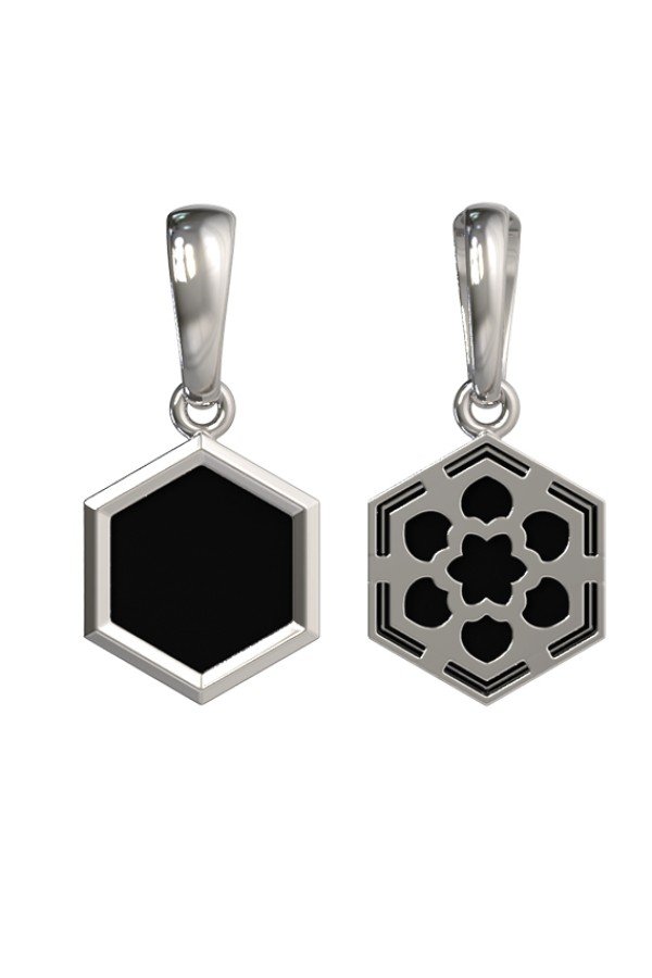 Подвеска из белого золота c ониксом