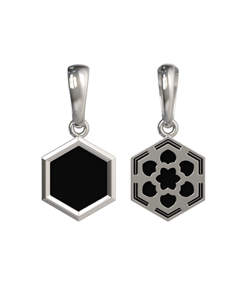 Подвеска из белого золота c ониксом