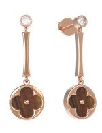 Серьги из золота c фианитом и тигровым глазом