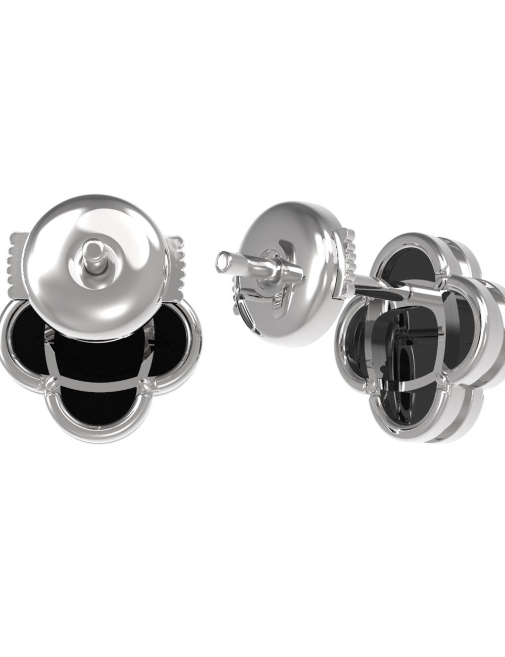 Серьги из белого золота c ониксом