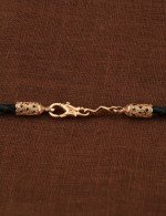 Гайтан из золота c кожаным шнурком