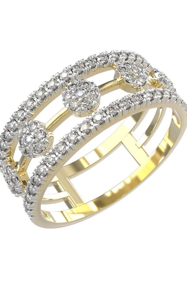 Кольцо из лимонного золота c бриллиантами