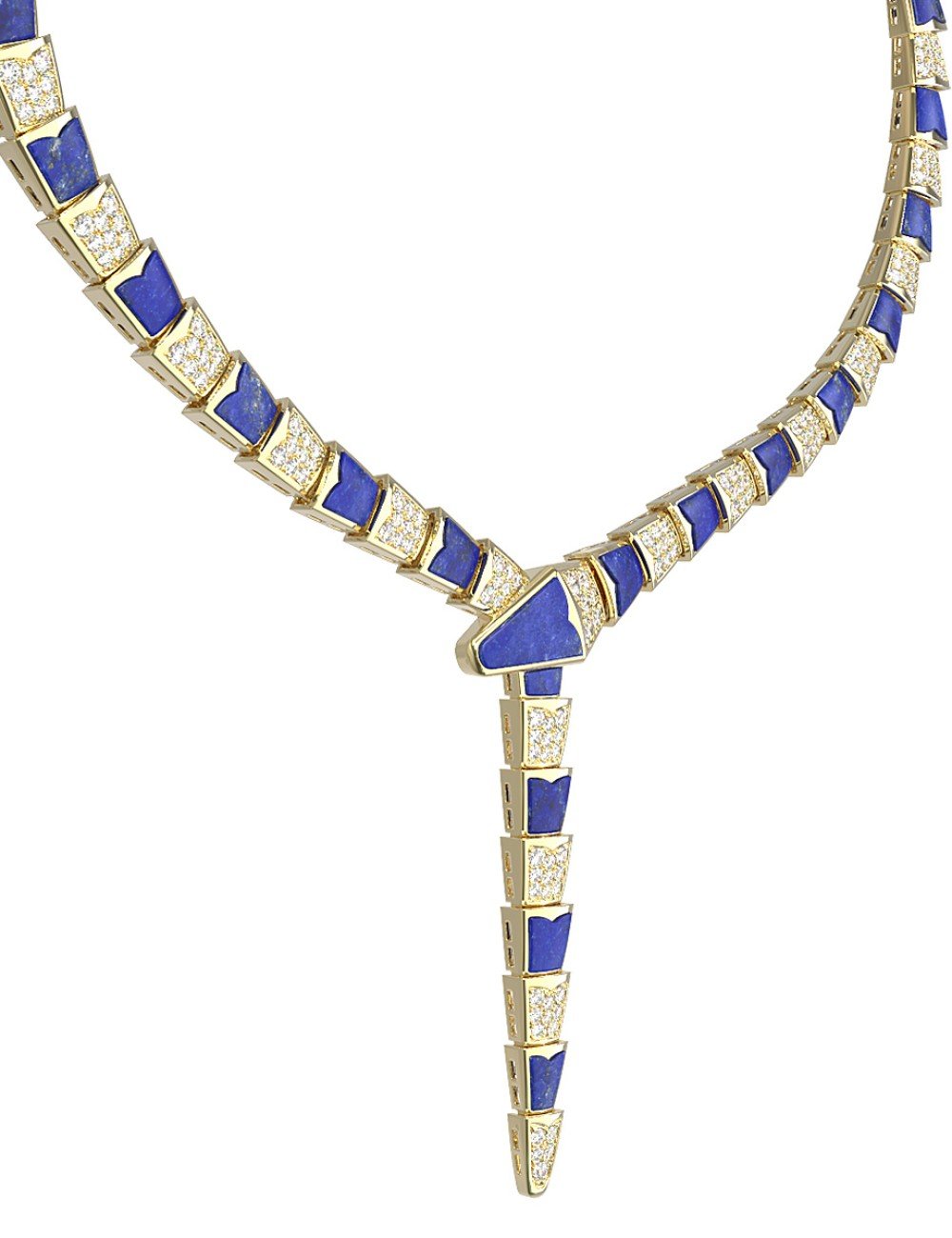 Колье из лимонного золота c бриллиантами и лазуритом