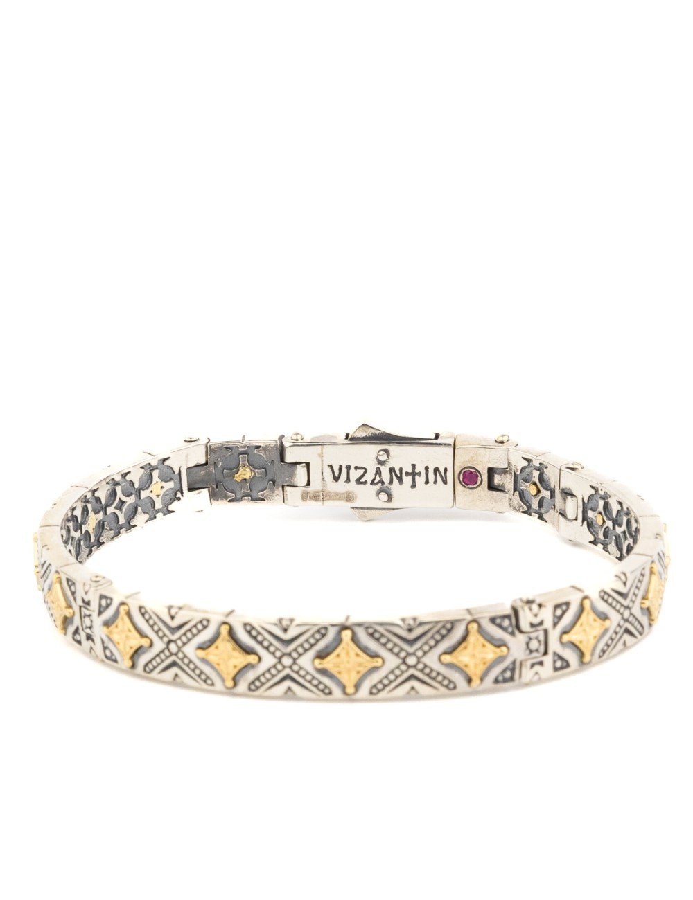 Браслет из серебра и золота c рубином