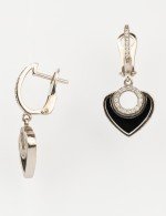 Серьги из белого золота c бриллиантами и ониксом