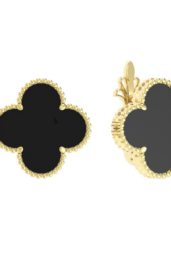 Серьги из лимонного золота c ониксом