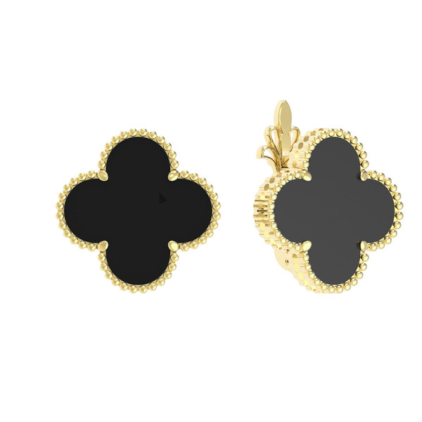 Серьги из лимонного золота 585 пробы c ониксом