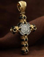 Крест из лимонного золота c ониксом