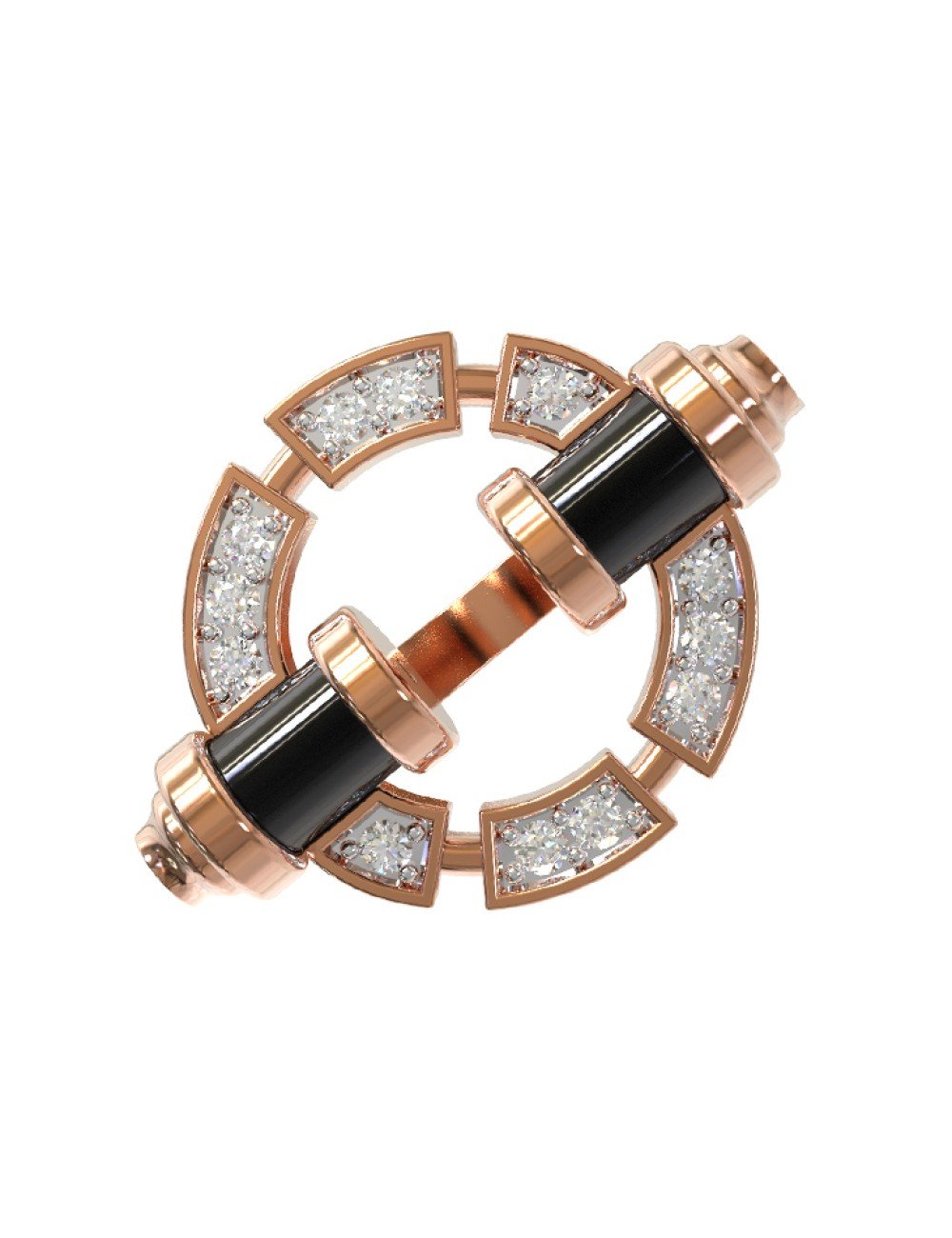 Кольцо из золота c бриллиантами и ониксом