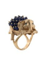 Кольцо из золота c эмалью и лазуритом