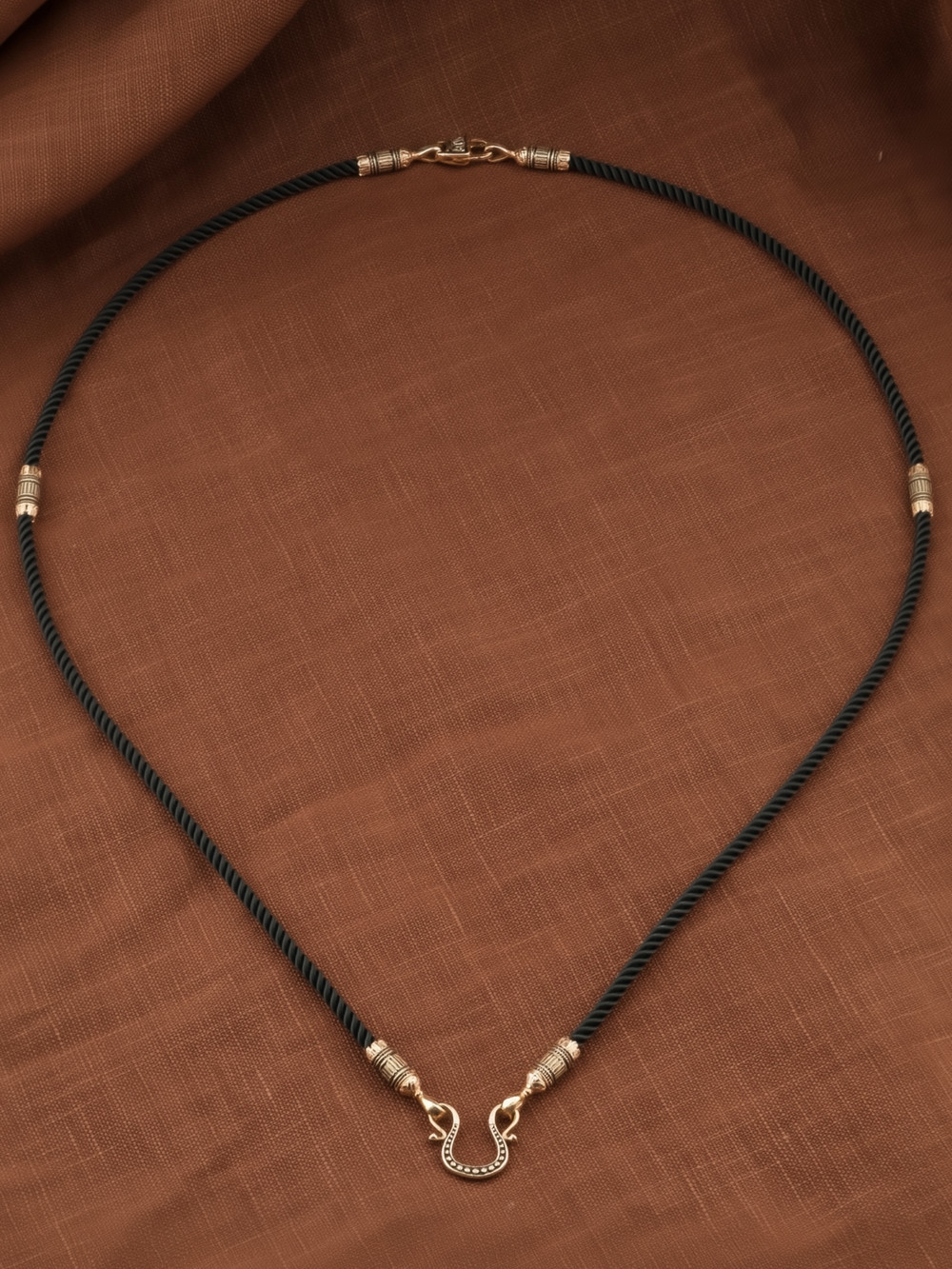 Цепь-шнурок шелк из красного золота 585 пробы c шёлковым шнурком