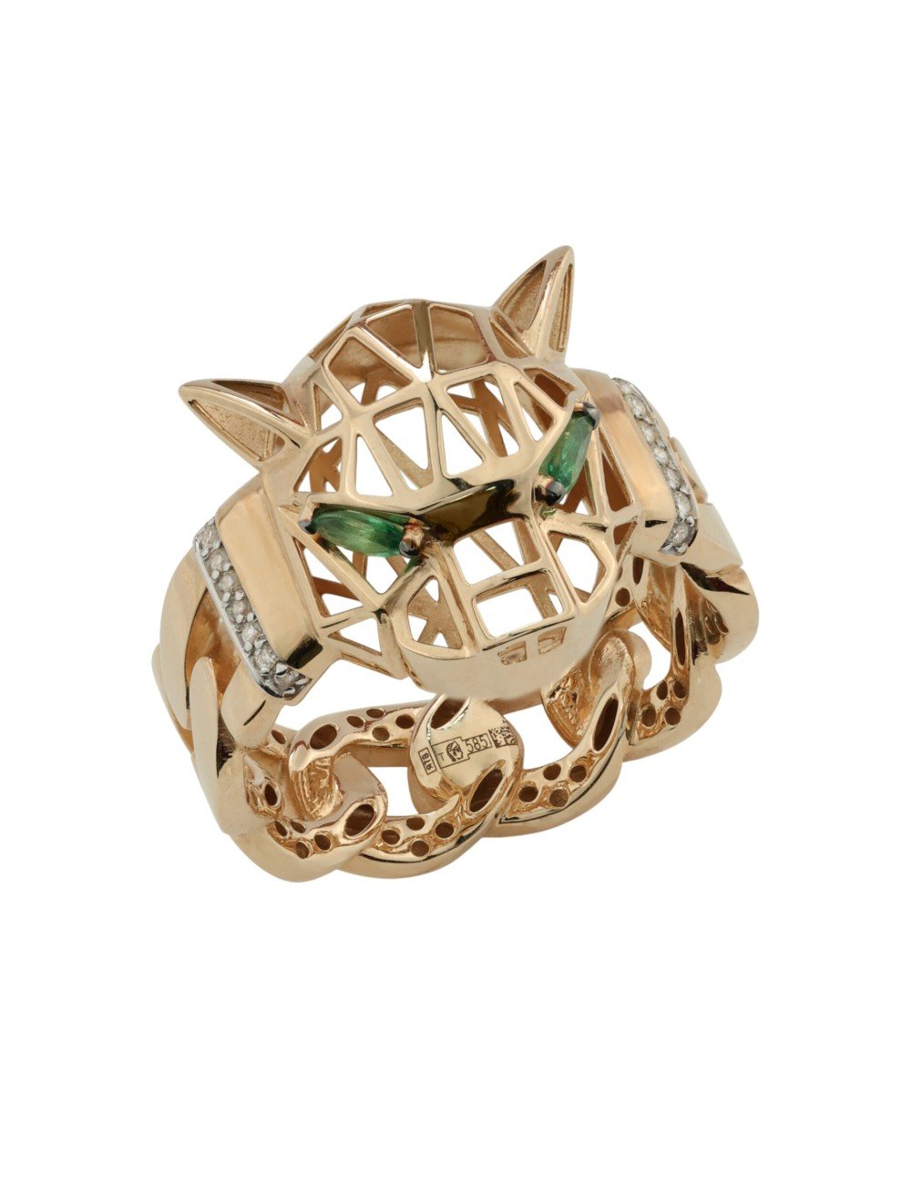 Кольцо из золота c бриллиантами и изумрудом