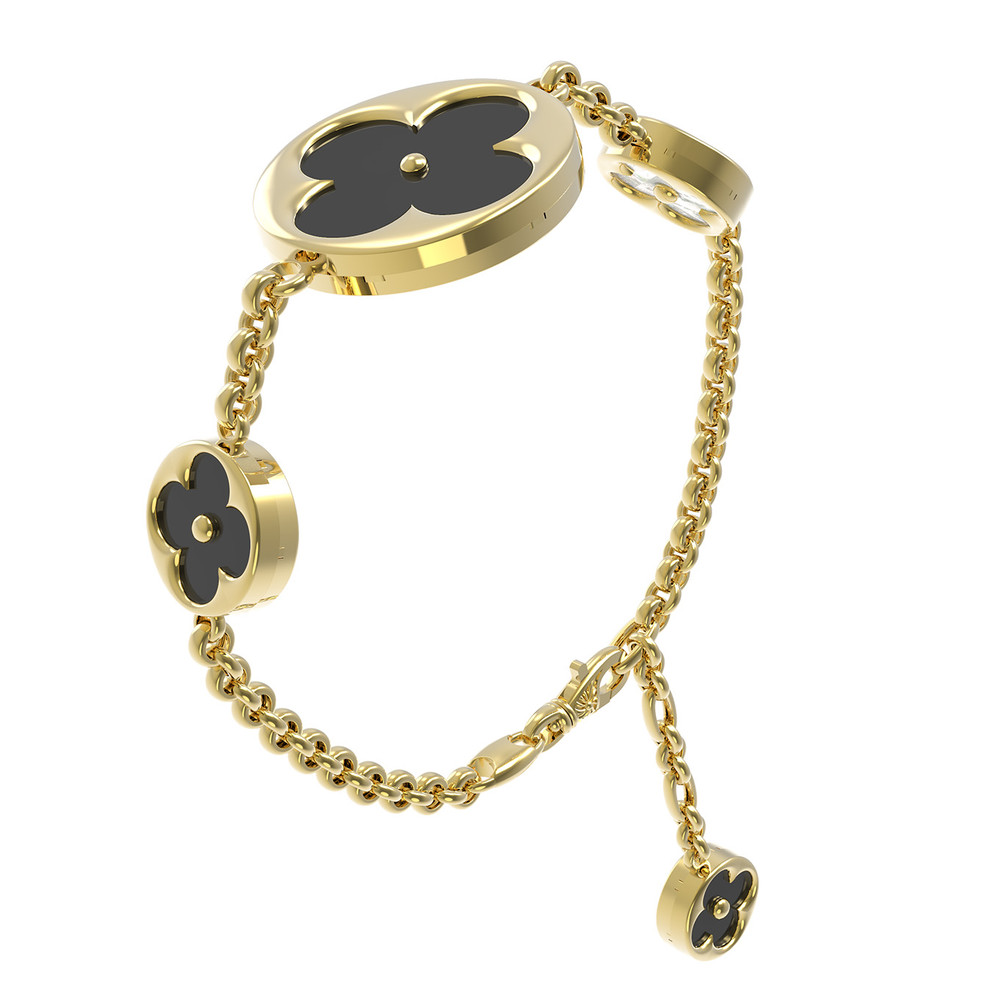 Браслет из лимонного золота 585 пробы c ониксом и перламутром