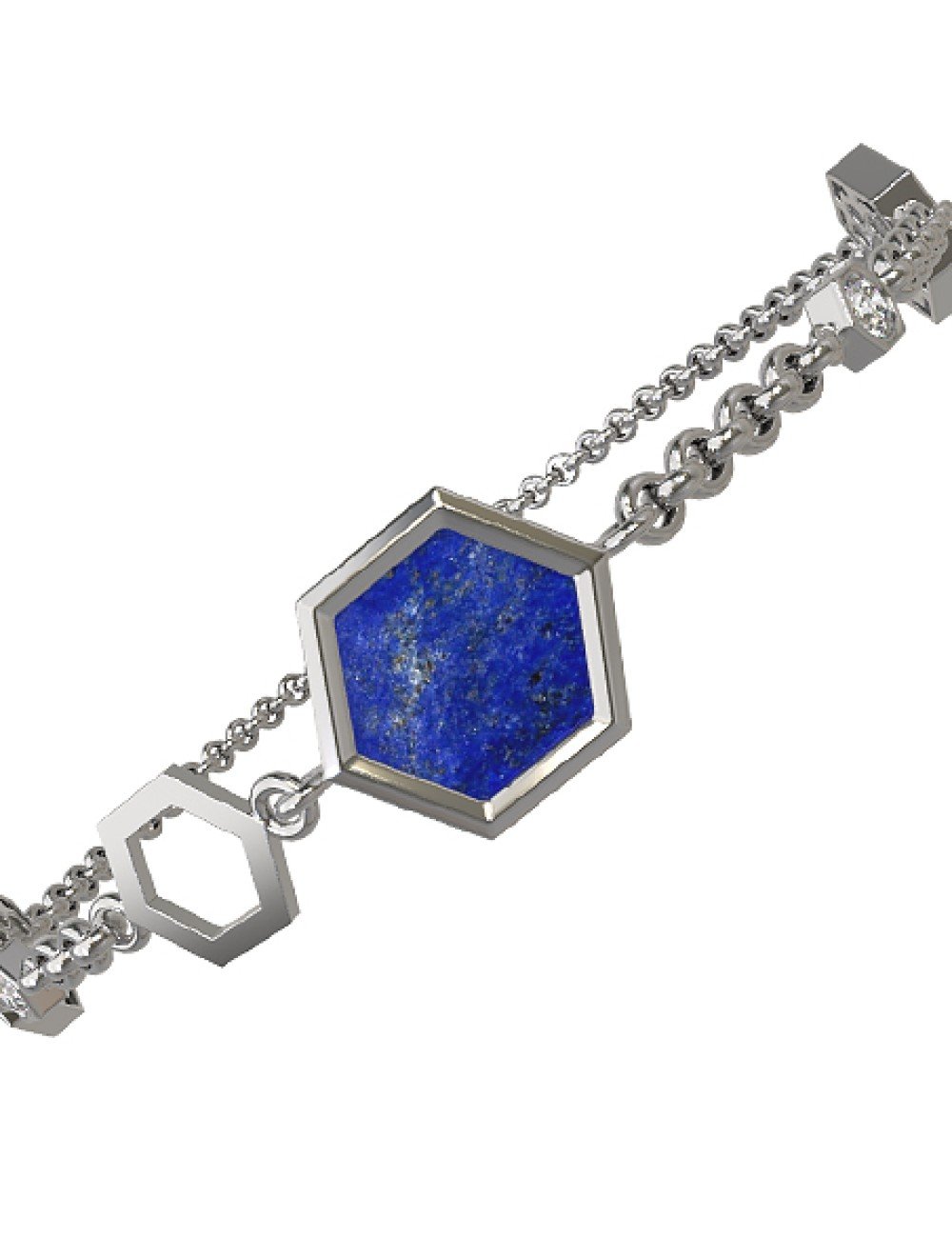 Браслет из белого золота c бриллиантами, лазуритом и перламутром