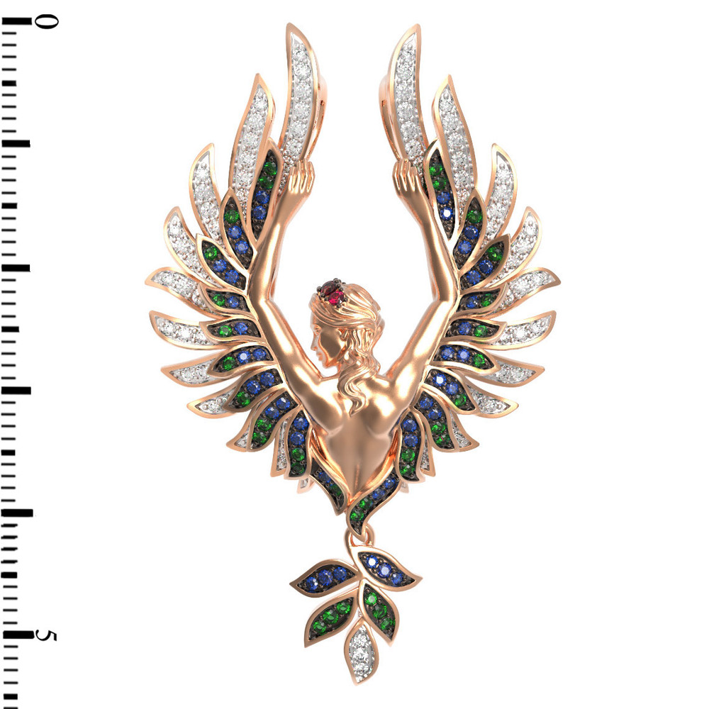 Подвеска из красного золота 585 пробы c фианитом