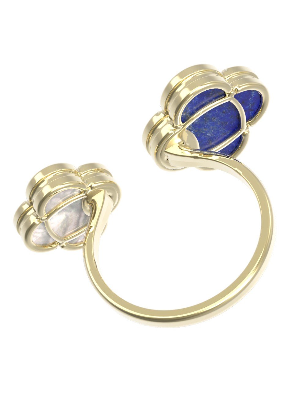 Кольцо из лимонного золота c лазуритом и перламутром