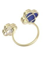 Кольцо из лимонного золота c лазуритом и перламутром